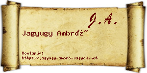 Jagyugy Ambró névjegykártya